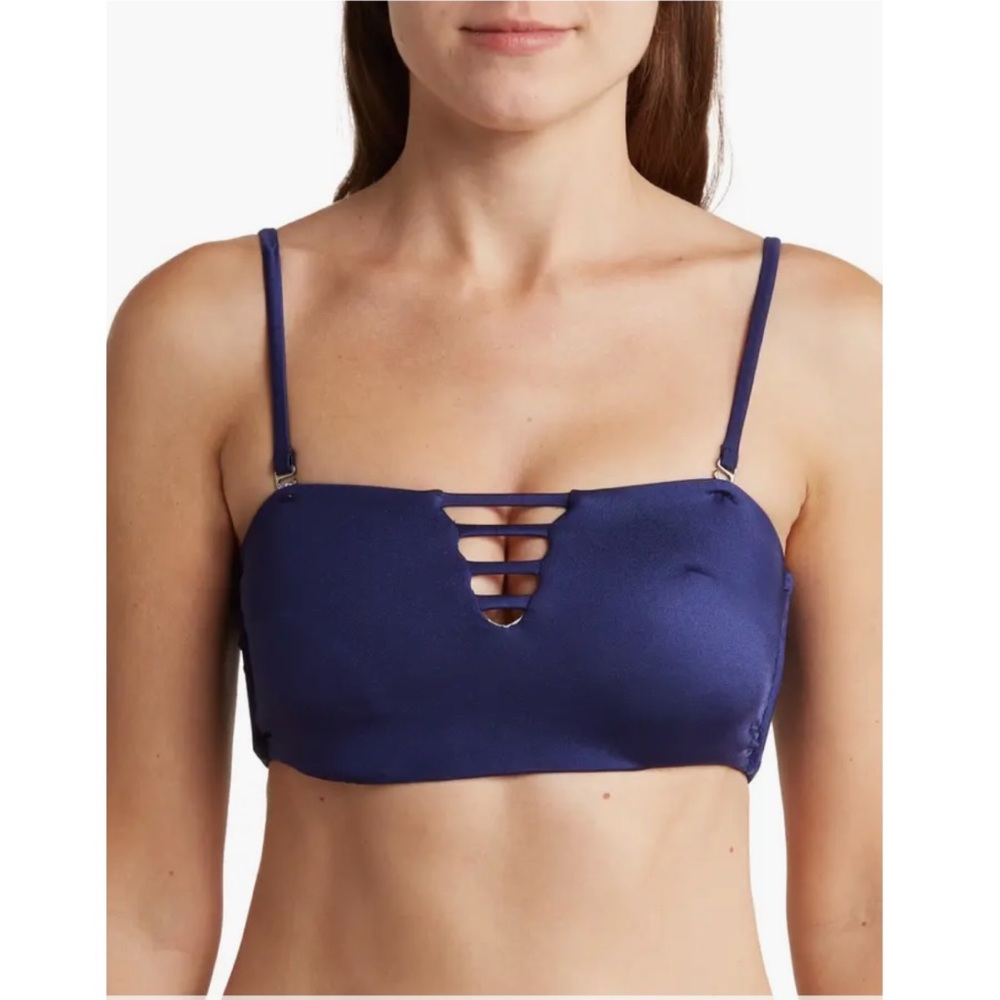 Maaji Blue Jazz Band Lexi Bandeau Reversible Bikini Top Size Small